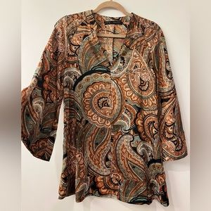 Zara Basic Paisley Tunic with Bell Sleeves - XS - Never Worn